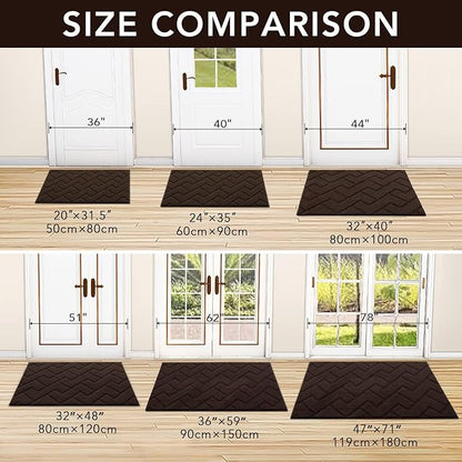 hicorfe Indoor Doormat, Welcome Door mat, Non Slip Door Mats 20"x31.5" Absorbent Resist Dirt Entrance Inside Floor Mats for Entryway Washable Low-Profile(Coffee)