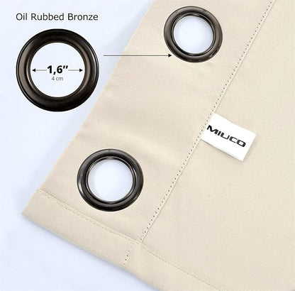 MIUCO Room Darkening Grommet Blackout Window Curtains Panels for Bedroom Set of 2 52x84 Inch Begie, Bonus 2 Tie Backs Included