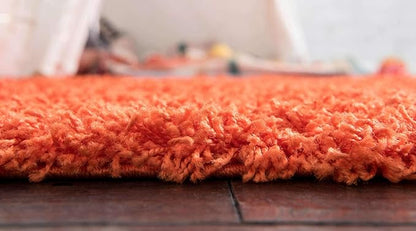 Unique Loom Solid Shag Collection Area Rug (9' x 12' Rectangle, Tiger Orange)