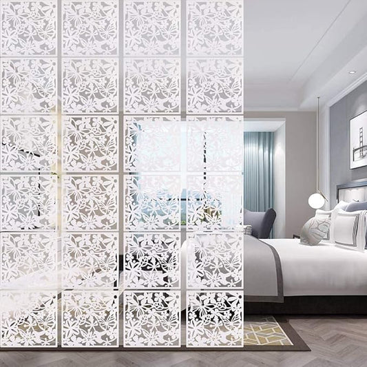 12+4PCS KEIBIKEIDI Hanging Room Divider Screens Made of Environmentally PVC, Simple and Modern White Hanging Panel Screen for Decoration Home, Livingroom,Bedroom, Kitchen, Dining Room,Hotel and Bar