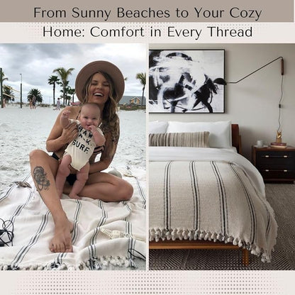 The Loomia 100% Cotton Luxurious Woven Turkish Queen Size Blanket