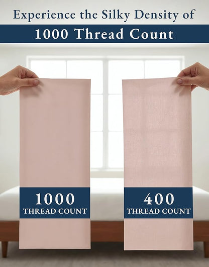 LANE LINEN Luxury 100% Egyptian Cotton Bed Sheets Full Size - 1000 Thread Count, Fully Elasticized Reinforced 15" Extra Deep Pocket Full Sheets, Soft & Comfy Sateen Weave for Silky Finish-Sepia Rose