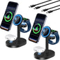 2 Pack Hevanto 2026 3 in 1 Wireless Charging Station for Apple MagSafe Charger, 15W Fast Magnetic Mag-Safe Charger Stand for iPhone 17 16 15 14 13 12 Apple Watch AirPods (Adaptor Not Included)