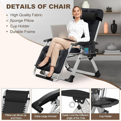 DoCred Comfy Folding Recliner Chair - Bedroom & Living Room, Patio Lounge Chair with Removable Cushion for Indoor Outdoor