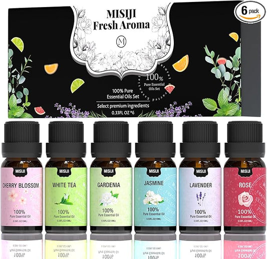 Essential Oils Set- Essential Oils for Diffuser for Home,Diffuser Oils Scents for Aromatherapy,Laundry,Candle&Soap Making,Humidifiers 6 X 10 ML
