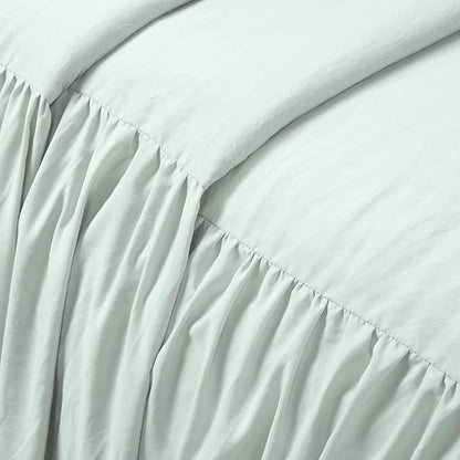 Lush Decor Ruffle Skirt Bedspread Set - 3-Piece Luxurious Farmhouse Bedding - Elegant Ruffle Detail - Timeless Style - Soft Lightweight Sheets - King, Sea Salt
