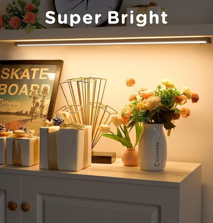 16 Inch Under Cabinet Lighting Plug in, 9W 120V 3 Color 3000K/4000K/5000K, 3 Brightness, Super Bright, Ultra Thin Under Counter Lights for Kitchen, Linkable LED Cabinet Light,Bronze