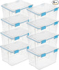 Sterilite 8-Pack Gasket Box, Weather-Resistant Storage Bins with Latching Lids, 54 Quart - Heavy-Duty Organizing Containers for Closet, Bathroom, and Office