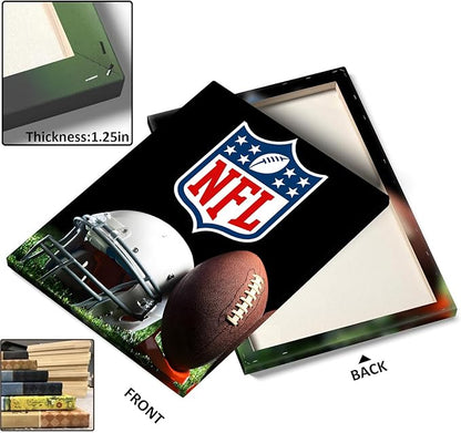 B.B.F MAKE American Football Canvas Wall Art Super Champions Bowl Poster Rugby Oil Painting Canvas Wall Decor Sports Picture Boys Gift Modern Bedroom Living Room Dorm Home Decoration, Framed 24x30inch