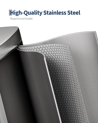 GarveeHome Stainless Steel Kitchen Trash Can, 13 Gal / 50 L Step-On Garbage Bin with Soft Close Lid, Large Rustproof Metal Trash Can for Kitchen, Silver