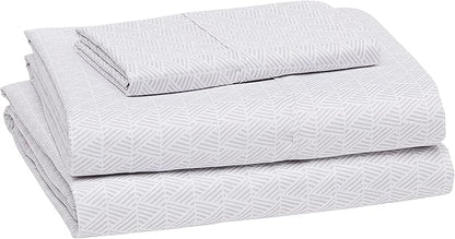 Amazon Basics Lightweight Super Soft Easy Care 3 Piece Microfiber Bed Sheet Set with 14-Inches Deep Pockets - Twin XL, Gray Crosshatch