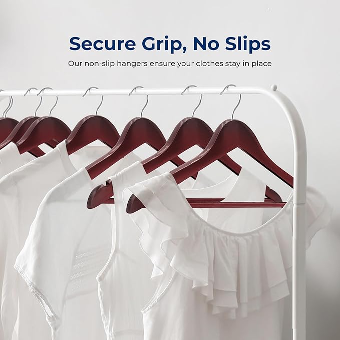 SereneLife 80 Pack Wooden Coat Hangers – Durable Suit Hangers with 360° Swivel Hook & Notches – Slim Design for Shirts, Jackets, Dresses, and More