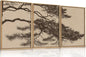 LHIUEM Large Vintage Pine Tree Branch Framed Canvas Wall Art,Sketch Botanical Wall Decor,Nature Plant Artwork,Brown Antique Etching Art Prints for Living Room,Bedroom,Office- 16"x24"x3