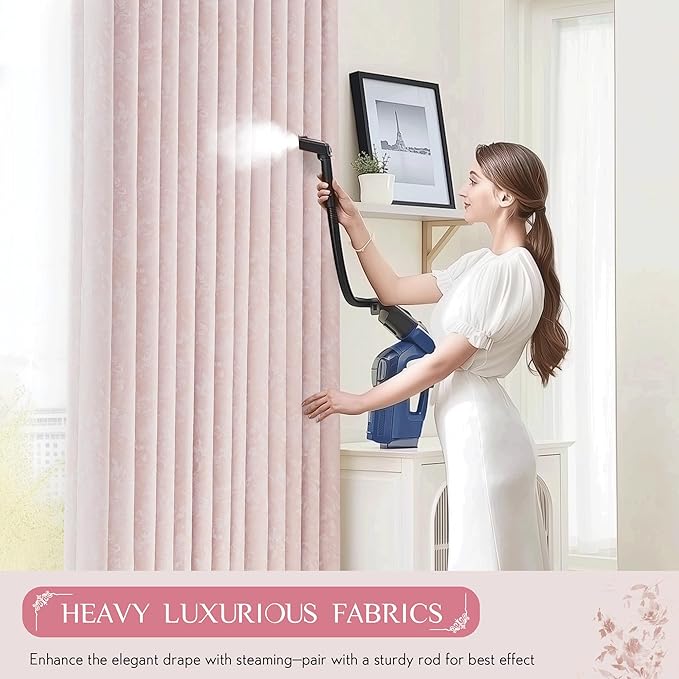 Beauoop Pink Floral Jacquard Blackout Curtains 90 Inches Long 2 Panels for Bedroom Living Room Chenille Flower Room Darkening Thermal Insulated Soundproof Grommet Window Treatments Drapes, 52x90