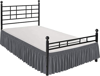 Biscaynebay Wrap Around Bed Skirts with Split Corners for King Beds 14" Drop, Dark Grey Elastic Dust Ruffles Adjustable Easy Fit Wrinkle & Fade Resistant Silky Luxurious Fabric Machine Washable