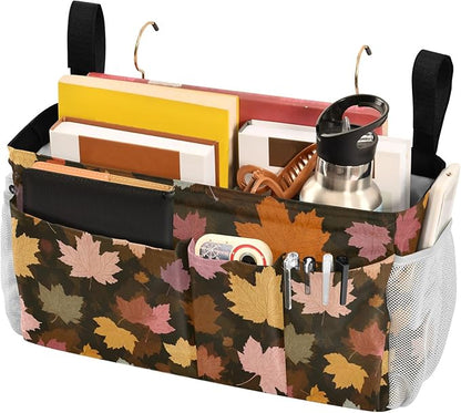 Bedside Caddy Hanging Bunk Bed Caddy Bed Organizer Hanging Pocket with 2 Hooks Bedside Storage Organizer Pocket Bag Holder Various Maple Leaves