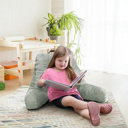 Nestl Reading Pillow for Kids & Teens with Shredded Memory Foam, Backrest Pillows for Reading, Watching, and Gaming, Use on The Couch, Bed, or Floor, Adjustable Support with Washable Cover Sage Green