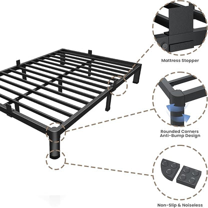 ROIL 4 inch Twin Bed Frames with Round Corner Legs Mattress Retainers 3500LBS Heavy Duty Steel Slats No Box Spring Needed Platform Noise-Free Easy Assembly