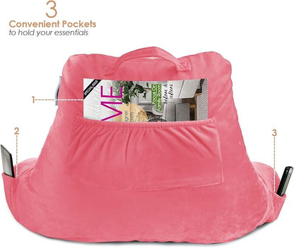 Nestl Reading Pillow for Kids & Teens with Shredded Memory Foam, Backrest Pillows for Reading, Watching, and Gaming, Use on The Couch, Bed, or Floor, Adjustable Support with Washable Cover Light Pink