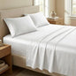 Beckham Hotel Collection King Sheet Set 100% Cotton, 500TC Luxury Sateen Bedding, 16” Deep Pocket, Moisture-Wicking, 4-Piece, White