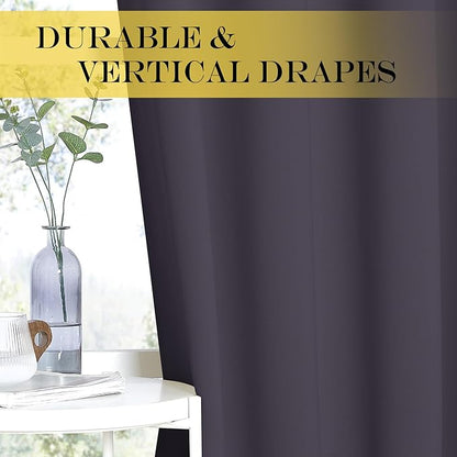 NICETOWN Room Darkening Short Curtain 54 inches Long for Living Room, Grommet Sound Reducing Thermal Insulated Curtains for Bedroom Nursery Window, 46W x 54L, 1 Piece, Greyish Purple
