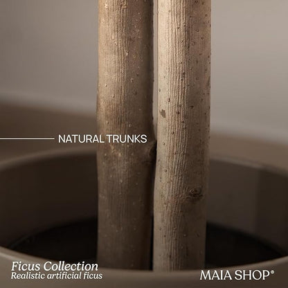 Maia Shop 5ft Artificial Ficus Tree Plant for House, Apartment or Office – Realistic Fake Indoor Plants for Living Room, Kitchen, Bedroom, Entryway or Bathroom – Faux Greenery for Home Décor