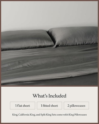 Cozy Earth Luxury Bed Sheet Set - 100% Viscose from Bamboo Fabric, Ultra-Soft & Breathable, Fits Regular & Deep Pocket Mattresses up to 20" - 4 Pieces California King Sheet Set Charcoal Grey
