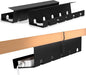 2 Pack 17" Under Desk Cable Management Tray, Metal Wire Management Standing Desk Cord Organizer Power Strip Holder with Cable Ties and Clips for Home Office, Black