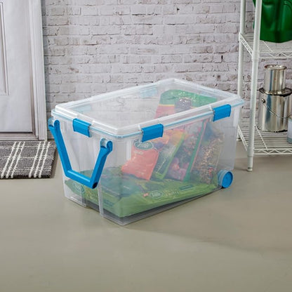 Sterilite 12-Pack Gasket Box, Weather-Resistant Storage Bins with Latching Lids, 120 Quart - Heavy-Duty Organizing Containers for Closet, Bathroom, and Office