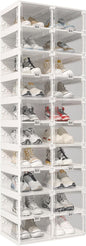 ANTBOX Foldable Shoe Rack,Shoe Organizers for Closet Plastic Shoe Storage Box Space Saving for Entryway, Large Sturdy Stackable Sneaker Cabinet Bins with Magnetic Clear Door 10 Tiers 20 Pairs