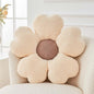 Kcvvcr Flower Throw Pillow, Cute Flower Shaped Pillow Decorative Throw Pillow for Bed Couch, Soft Daisy Pillows Floor Seating Cushion Cushions (19.6 Inch Ivory+Brown)
