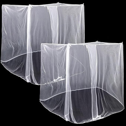 2 Pcs 4 Corners Mosquito Net for Bed Canopies Netting Bed Drapes Mesh for Twin Full Queen King Size Camping Home Outdoor Travel Dormitory(White,L75 X W35 X H60 Inch)