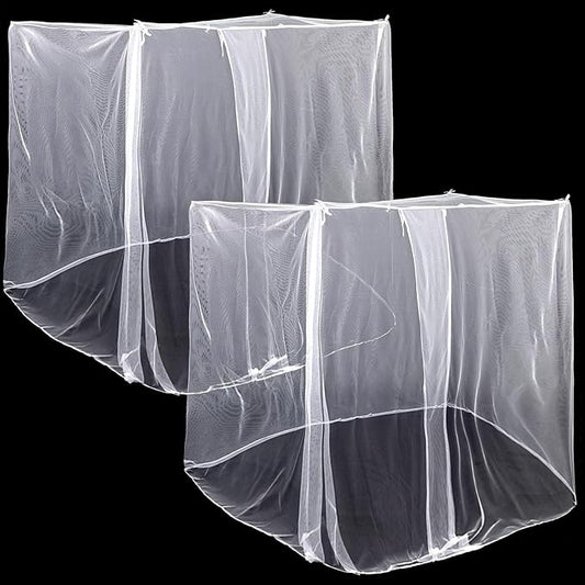 2 Pcs 4 Corners Mosquito Net for Bed Canopies Netting Bed Drapes Mesh for Twin Full Queen King Size Camping Home Outdoor Travel Dormitory(White,L75 X W35 X H60 Inch)