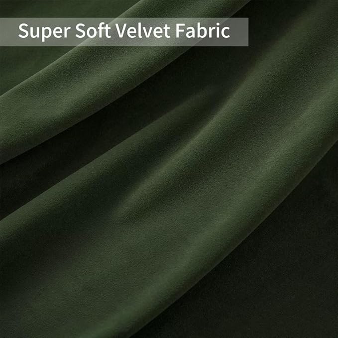 Joydeco Green Velvet Curtains 96 inch Length 2 Panels, Luxury Blackout Rod Pocket Thermal Insulated Window Curtains, Super Soft Room Darkening Drapes for Living Room Bedroom,W52 x L96 inches