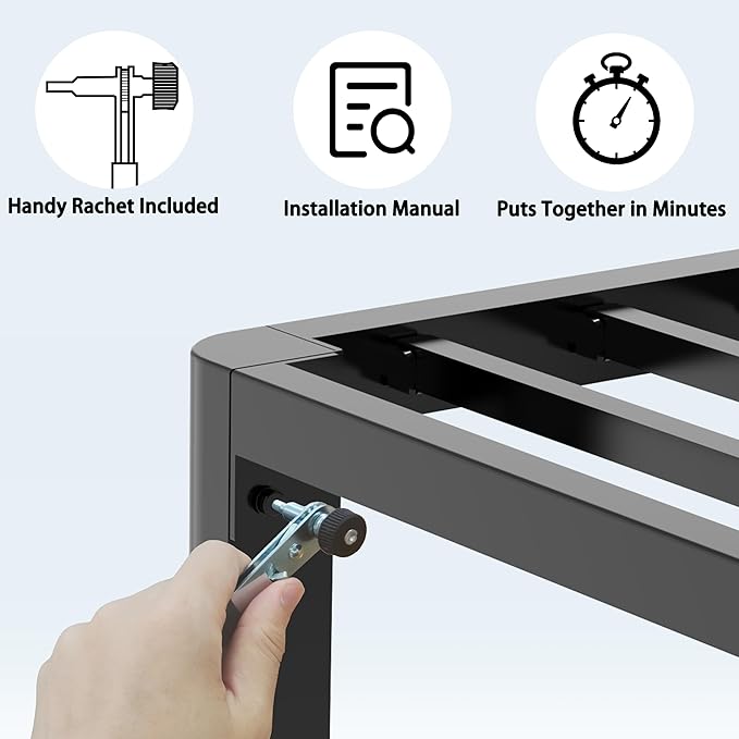 FUIOBYVV 6 Inch California King Bed Frame with Round Corner Edge Legs 3500 lbs Metal Heavy Duty Steel Slats Support No Box Spring Needed Platform Noise Free Easy Assembly