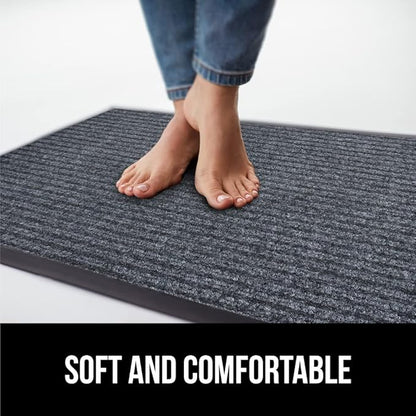 GORILLA GRIP Waterproof Traffic Guard Door Mat, 47x35, Heavy Duty Entryway Mats, Strong Rubber Back Commercial Utility Rugs for Office Hallway, Garage Floor and Home, Low Profile Carpet, Charcoal Gray