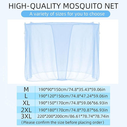 4 Corners Mosquito Net for Mosquiteros para Camas Bed Canopies Netting Bed Drapes Rectangular Mosquito Mesh for Camping Home Outdoor Travel(Blue,L75 X W35.5 X H59 Inch,1 Opening)