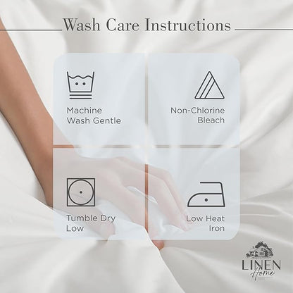 Linen Home 100% Cotton Percale Sheets Queen Size, Blue Duck Egg, Deep Pocket, 4 Pieces Set - 1 Flat, 1 Deep Pocket Fitted Sheet and 2 Pillowcases, Crisp Cool and Strong Bed Linen