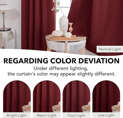Deconovo Blackout Curtains, Thermal Insulated, W42 x L72 2 Panels, Back Tab, Machine Washable, Room-Darkening Drapes for Bedroom/Living Room Burgundy Red