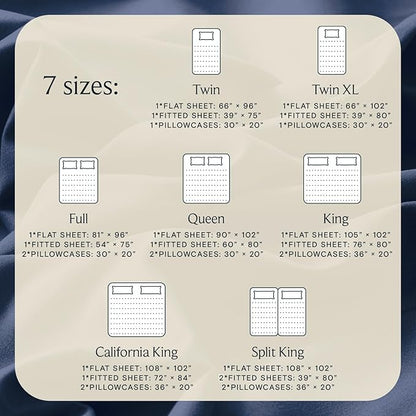LuxClub 4 PC Queen Sheet Set, Deep Pockets Wrinkle Free Cooling Bed Sheets Hotel Bedding for Women, Men, Includes 1 Fitted Sheet, 1 Flat Sheet and 2 Pillowcases-Silky Soft Navy