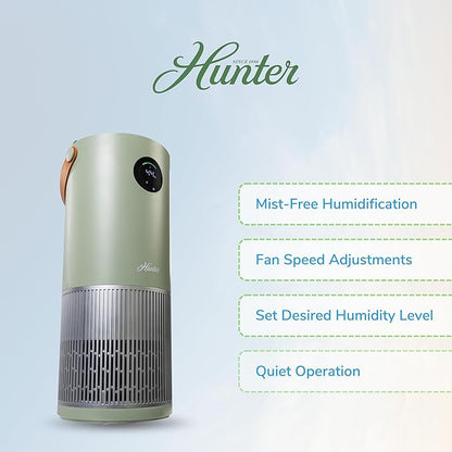 Hunter Fan Company Humidifier and Air Purifier In One, Advanced Filtration Air Purifiers for Home, Air Purifiers for Home Pets, Humidifiers for Bedroom and Humidifiers for Bedroom Baby, Sage/Silver