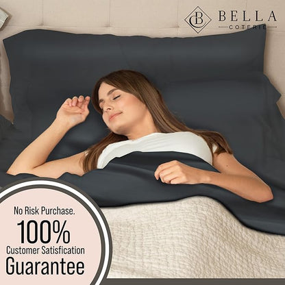Bella Coterie Luxury Bamboo Viscose 34” Split Top King Size Sheet Set | 1 Fitted Sheet for Sleep Number & Adjustable Beds | 100% Organically Grown | Cooling & Soft | 18” Deep Pocket [Charcoal Grey]