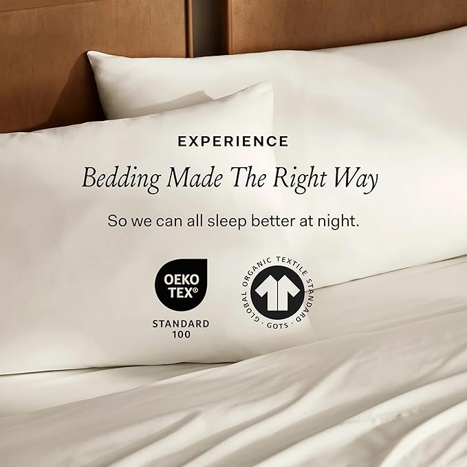BOLL & BRANCH Signature Hemmed Sheet Set - King + Standard, Stone - Luxury 100% Organic Cotton - Includes 1 Flat, 1 Fitted, 2 Standard Size Pillowcases - Buttery Soft