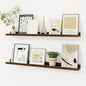 Picture Ledge Shelf, Floating Shelves Set of 2, 32 Inches Solid Wood Nursery Book Shelves for Toys Storage, Kids Bookshelf Wall Mounted for Living Room Bedroom Decor Books Photo Frames, Walnut