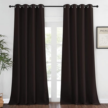 NICETOWN Bedroom Curtain Room Darkening Drapery 102 inches Length - Home Fashion Thermal Insulated Grommet Room Darkening Curtain for Living Room (Toffee Brown, 1 Panel, 52 x 102 inches)