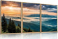 LHIUEM Large Nature Mountain Sunrise Framed Canvas Wall Art,Modern Misty Tree Wall Decor,Boho Forest Green Wall Painting,Landscape Picture Artwork for Living Room,Bedroom,Dining Room,Office -24"x36"x3