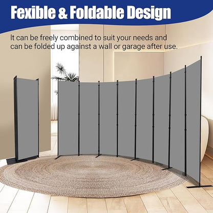 Room Divider and Folding Privacy Screens 8 Panel, 14.67 Ft Wide Partition Room Dividers, Portable Room Divider Panel for Room Separtition, Large Wall Dividers for Room, Office, School,Studio Grey