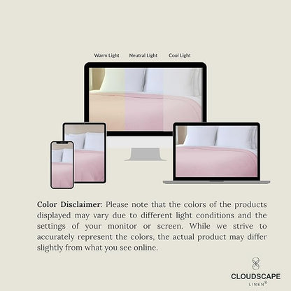 Cloud Scape Linen 100% Cotton Blanket King 92x108 Seashell Pink- Cozy Herringbone Weave, Fits Up to Cal King Beds, Breathable Softness, All-Season Warmth, Heavy Layering Winter Blanket