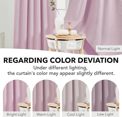 Deconovo Blackout Curtains, Thermal Insulated, W52 x L95 2 Panels, Back Tab, Machine Washable, Room-Darkening Drapes for Bedroom/Living Room Lavender