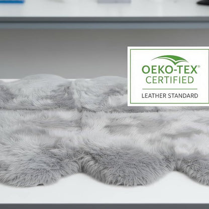 Premium Genuine Sheepskin Rugs for Living Room - Large Size Sheep Skin for Bedroom - 6' x 8' Long Fur Soft & Natural Fluffy Area Rug, Silver Gray, Eight Pelt